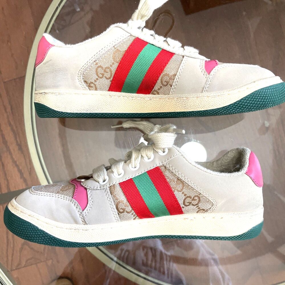 Gucci Screener GG Motif Women's Sneakers Butter color Red  Sz 8 $1000 - Picture 4 of 10
